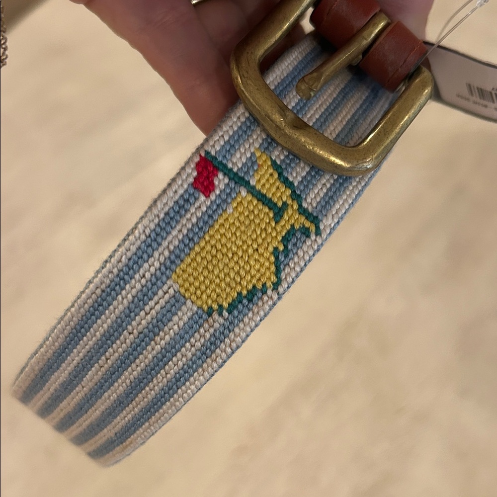 MASTERS Smathers & Branson Needlepoint Striped Belt with Logo NWT